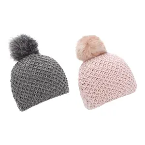 Custom New Fashion Cute Design Winter Hat Pom Pom Outdoor Keep Warm Ski lavorato a maglia Cute Beanie