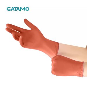 G023 fabricants de gants de Salon de beauté Orange 100 pièces par boîte gants en Nitrile synthétique sans poudre - Product Image 4