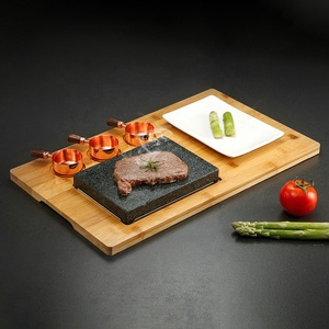 Piatto di <span class=keywords><strong>pietra</strong></span> di bistecca di Lava calda griglia da tavolo Lava Rock al coperto BBQ Hibachi grigliare <span class=keywords><strong>pietra</strong></span> w contorni in ceramica e piatto di bambù - Product Image 2