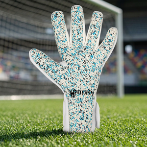Gants de gardien de but de football en néoprène blanc sur mesure de qualité supérieure, avec sangle élastique allemande de 4 mm, coupe hybride. - Product Image 6