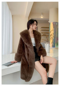 Nuevo abrigo de visón integrado cálido de invierno para mujer, abrigo largo de piel de lujo con pelo de marta para mujer, abrigo de talla grande - Product Image 5