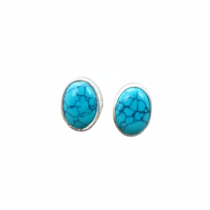 Joyería para mujer, pendientes de tuerca de estilo bohemio de plata, joyería de plata de ley 925, pendientes hechos a mano con piedras preciosas turquesas - Product Image 1