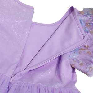 Abito da Festa Elegante Personalizzabile con Paillettes Lavanda, Maniche a Sbuffo in Tulle, Vestito da Principessa da Sogno per Occasioni Formali - Product Image 4