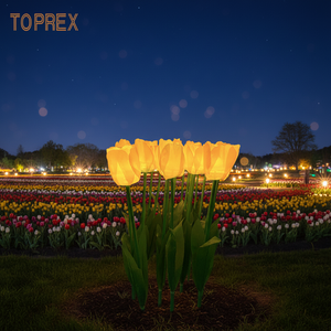 TOPREX Poteaux lumineux LED en plastique en forme de tulipe pour décorations de jardin extérieur, mariages et événements du Nouvel An – Idéal pour les fêtes de Noël - Product Image 1