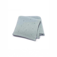 Couverture pour bébé en coton tricoté multifonctionnelle avec broderie personnalisée du nom, couverture d'emmaillotage ajourée pour nourrissons