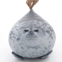 Nouvel Arrivage : Adorable Peluche Ronde de Phoque avec Visage et Ailerons Réalistes, Coussin Doux et Câlinable pour le Soulagement du Stress et les Enfants