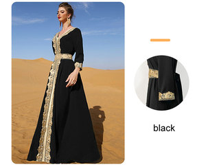 Dubai Abaya Eid Color sólido bordado Kaftan diseño marroquí Kaftan <span class=keywords><strong>2023</strong></span> - Product Image 6