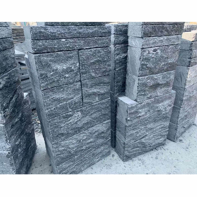 Rectangular Granite Tile Black Granite Facade Stone Prices Stone Cladding Wall