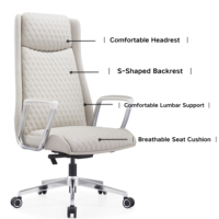 Fauteuil de bureau moderne ergonomique confortable en cuir souple, surface en cuir carrée en forme de losange, pivotant et réglable en hauteur