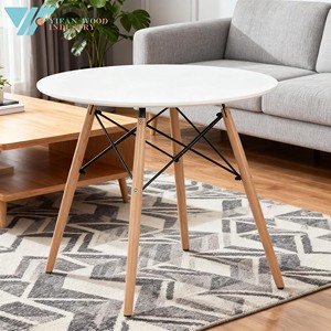 モダンなラウンドコーヒーガーデンテーブルシンプルな木制デザイン丈夫なブナ脚リビングルーム用家具 - Product Image 1