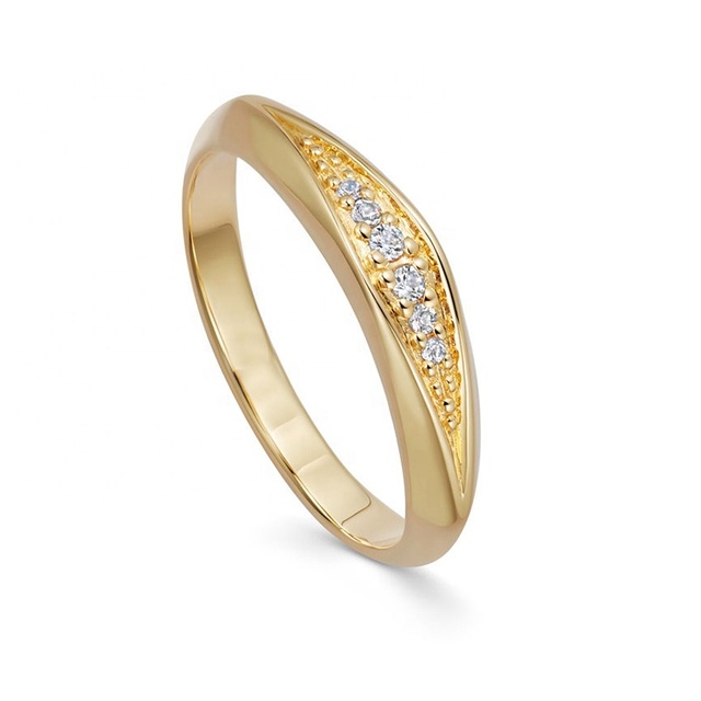 Gemnel High Quality Geometry Design Embellished with Diamond and Tiny Gold Beads Ring