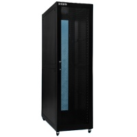 Rak Server Jaringan 19 Inch 42U, Kabinet Server Baja, Rak Server Pusat Data, Pintu Depan Berlubang untuk Rak Server Pusat Data