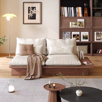 Ensemble de canapés d'angle de luxe italien et japonais, pieds en bois, rembourrage en éponge, pour villa, salon, appartement