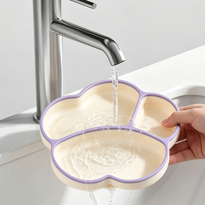 Assiette à ventouse pour bébé en silicone de qualité alimentaire, trois compartiments, sans BPA, passe au micro-ondes, incassable, écologique, pour le dîner des enfants - Product Image 1