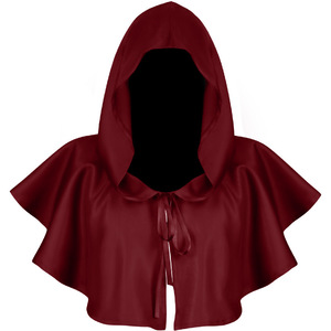 Halloween Cosplay Death Cape Capa corta con capucha Wizard Witch Disfraces Vampire Devil Wizard Black Cape Cowl Accesorios <span class=keywords><strong>de</strong></span> fiesta - Product Image 4