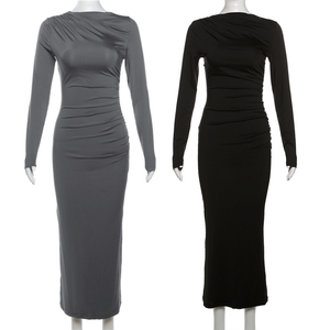 Phụ Nữ Thanh Lịch Dài Tay Áo Không Đối Xứng Cổ Bodycon Dresses Phụ Nữ Đảng <span class=keywords><strong>Prom</strong></span> Áo Sexy Dài Buổi Tối Ăn Mặc - Product Image 2