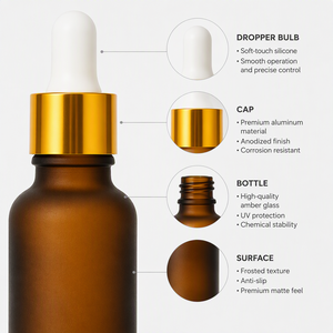 Luxury Amber Dropper Bottle Gold Cap 15ml 30ml Electroplated Collar Facial Serum Boutique Gift Set Packaging Manufacturer - Product Image 4