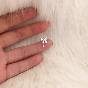 FY-ED422 <strong>Fine</strong> <strong>Stud</strong> <strong>Earrings</strong> for Women S925 Sterling Silver Instagram Niche Bow Design Star-Shaped Sleeping <strong>Earrings</strong> Ear Piercing - Product Image 3
