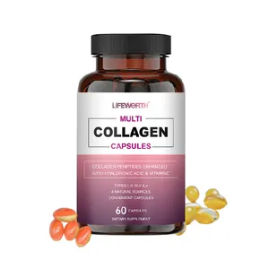 Lifeworth Label pribadi glutatione Collagen Vitamine C Gummies ikan laut kolagen bubuk pemutih kulit kolagen kapsul