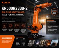 Robot industriel KUKA KR500 R2800-2 à 6 axes, charge utile de 500 kg, portée de 2800 mm pour la manutention de matériaux lourds et la palettisation