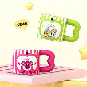 Taza de Cerámica Disney Pixar Happy Bear, Diseño de Dibujos Animados con Asa de Corazón a Rayas Rosa, para Niños y Niñas, Regalos Primavera 2025 - Product Image 5