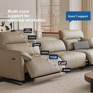 Canapé fonctionnel en cuir pleine fleur de style italien, luxe léger, <span class=keywords><strong>fauteuil</strong></span> inclinable électrique de première classe, chaise longue réglable moderne - Product Image 2