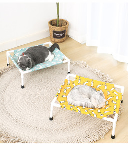 Qbellpet Canapé d'été pour animaux <span class=keywords><strong>de</strong></span> compagnie, Lit hamac pour chat, Canapé hamac <span class=keywords><strong>en</strong></span> bois pour chat, Lit <span class=keywords><strong>en</strong></span> bois pour chat pour le camping, Rampe pour chien pour lit - Product Image 3
