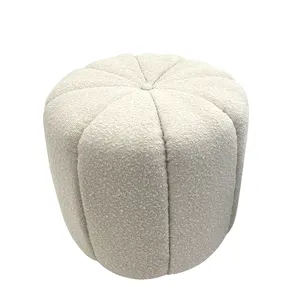 Chambre à coucher salon laine d'agneau ronde velours repose-pieds tabouret siège stockage pouf