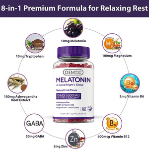 Gomitas de Melatonina OEM, Suplemento para Dormir, 10 mg, 20 mg, Veganas, para Niños, Sin Azúcar, Gomitas de Melatonina Naturales - Product Image 2