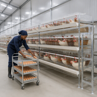 Nouvelle cage à batterie pour poules pondeuses, type H, en acier galvanisé, alimentation automatique des volailles, collecte des œufs, élimination du fumier pour plus de 5000 oiseaux