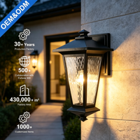 Lámpara de Pared Exterior Residencial con Clasificación IP44, Marco de Aluminio Negro, CRI 80, Lámpara de Pared Vintage para Iluminación de Puertas de Jardín