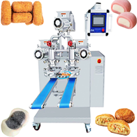 Machine automatique à double tête pour l'enrobage de pâtes, idéale pour la fabrication de boulettes de viande, de falafels, de mochi et de boulettes de riz, en acier inoxydable de qualité alimentaire