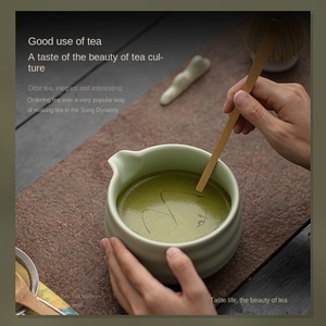 Service à thé matcha en céramique quatre pièces, style Ru, design moderne et écologique, inspiré de la dynastie Song, outils Baixi Point - Product Image 4