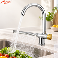 Robinet de cuisine à bec cascade en acier inoxydable 304, monocommande, à poser sur le plan, double fonction, noir mat
