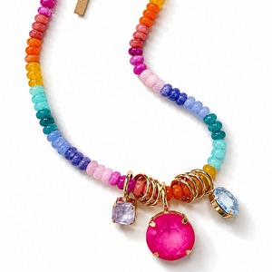 Collana Boho Fatta a Mano per Donne SongYi, Colorata con <span class=keywords><strong>Perline</strong></span> e Grande Ciondolo in Cristallo, Gioiello da Collo alla Moda - Product Image 3