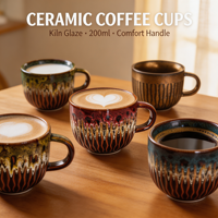 Tasse à café en céramique de style rétro, effet transformé au four, luxe léger et vintage - Compatible lave-vaisselle et sans danger pour les aliments