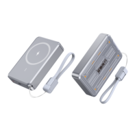 Batterie externe magnétique sans fil 10000 mAh avec support en alliage de zinc, charge rapide 22,5 W, finition métallique, chargeur portable