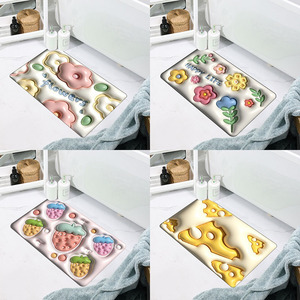 Ménage 3D imprimé diatomée boue tapis <span class=keywords><strong>de</strong></span> <span class=keywords><strong>bain</strong></span> salle <span class=keywords><strong>de</strong></span> <span class=keywords><strong>bain</strong></span> dessin animé fleur motif doux tapis <span class=keywords><strong>de</strong></span> <span class=keywords><strong>sol</strong></span> absorbant l'eau <span class=keywords><strong>sol</strong></span> rapide tapis antidérapant - Product Image 3