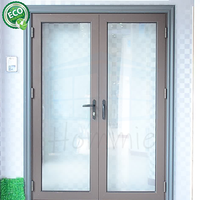 Portes d'entrée doubles en aluminium imperméables à double vitrage de l'usine de Foshan
