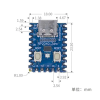 RP2040 Zero para Raspberry Pi, Microcontrolador, Mini Placa de Desarrollo, Procesador de Doble Núcleo Cortex M0+, 2 MB de Flash