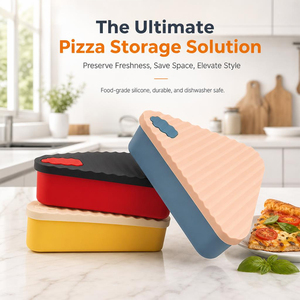 Stackable Silicone Pizza Box Airtight Leakproof Food Storage Container Microwave <b>Freezer</b> Safe <b>Reusable</b> for Pizza Slice Lunch - Product Image 1