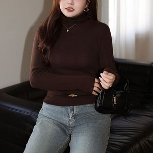 Runqi - Camiseta de Punto Fino para Mujer, Cuello Alto, Manga Larga, Suave, Talla Grande, Estilo Francés, Cuello Semi Alto - Product Image 3