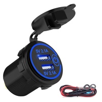 Prise de chargeur de voiture double USB 4.2A 5V avec interrupteur tactile et lumière LED, étanche, prise de courant 12V 24V pour bateau et moto