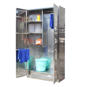 Gabinete <span class=keywords><strong>de</strong></span> limpieza <span class=keywords><strong>de</strong></span> acero inoxidable 304, 2 puertas, fregona, escoba, gabinete <span class=keywords><strong>de</strong></span> almacenamiento, gabinete <span class=keywords><strong>de</strong></span> limpieza para oficina escolar - Product Image 2
