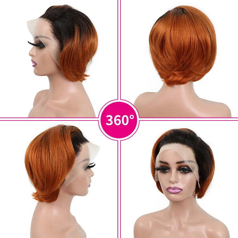 10a virgin double drawn unprocessed 13*4 full lace frontal wigs 100% human hair whole sale short cut curly #1b-350
