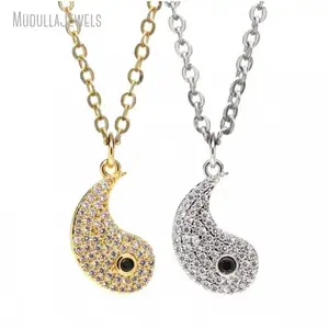 NM47279 Copper Jewelry Yinyang Fish With Cubic Zirconia CZ Chain Necklace Minimal Minimalist Gift For Women Wholesale Bulk