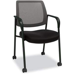 Sillón de invitados contemporáneo negro con respaldo de malla y diseño plegable - Product Image 3