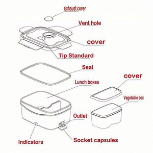 Nouvelle boîte à lunch en plastique écologique à 3 compartiments, rechargeable par USB, pour le bureau, la cuisine et l'extérieur - Product Image 5