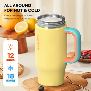 ขวดน้ำสแตนเลสหุ้มฉนวนสำหรับเด็กแก้วทัมเบลอร์พร้อมที่จับและฝาปิดสูญญากาศสำหรับพกพา - Product Image 4