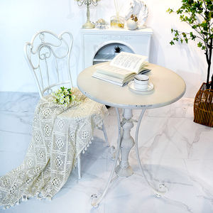 INNOVA Handmade Durable Distressed Antique White Metal Wrought <b>Iron</b> Coffee Table Decorative Outdoor Patio <b>Garden</b> Backyard - Product Image 4